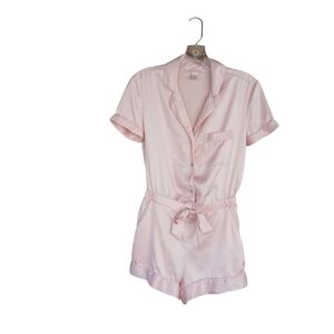 Victoria's Secret Pink Short Sleeved Short Satin Romper XS